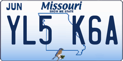 MO license plate YL5K6A