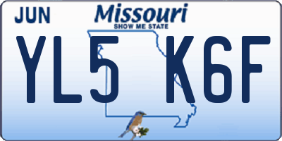 MO license plate YL5K6F