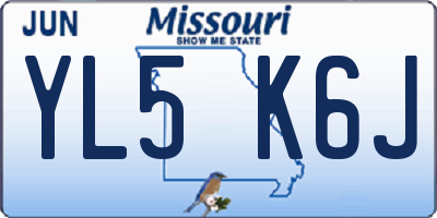 MO license plate YL5K6J
