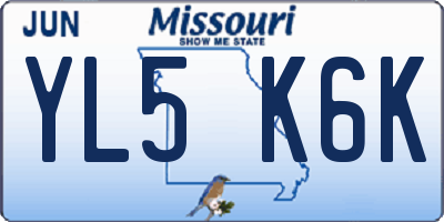 MO license plate YL5K6K