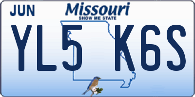 MO license plate YL5K6S
