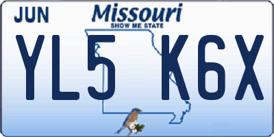 MO license plate YL5K6X