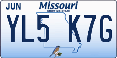 MO license plate YL5K7G