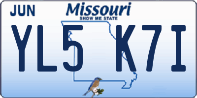 MO license plate YL5K7I