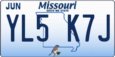 MO license plate YL5K7J