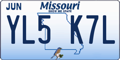 MO license plate YL5K7L