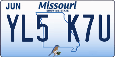 MO license plate YL5K7U
