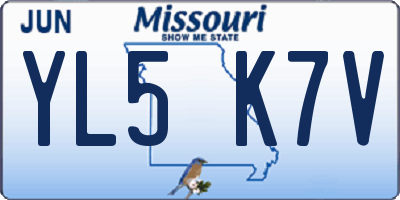 MO license plate YL5K7V