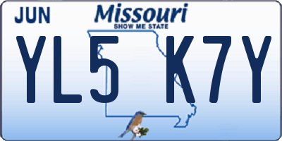 MO license plate YL5K7Y