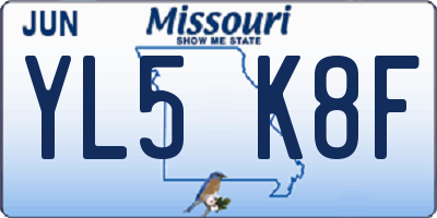 MO license plate YL5K8F