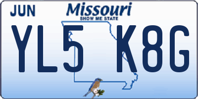 MO license plate YL5K8G