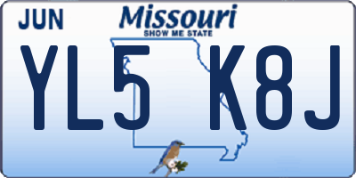 MO license plate YL5K8J