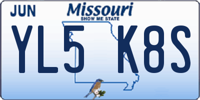 MO license plate YL5K8S