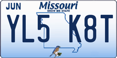 MO license plate YL5K8T