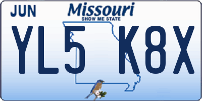 MO license plate YL5K8X
