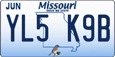 MO license plate YL5K9B
