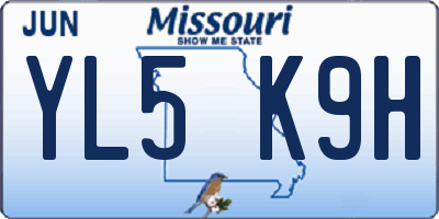 MO license plate YL5K9H