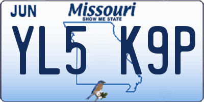 MO license plate YL5K9P