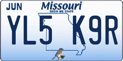 MO license plate YL5K9R