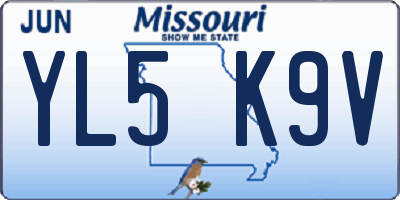 MO license plate YL5K9V