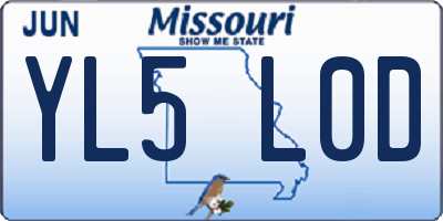 MO license plate YL5L0D