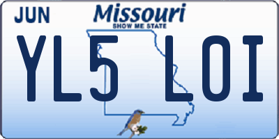 MO license plate YL5L0I