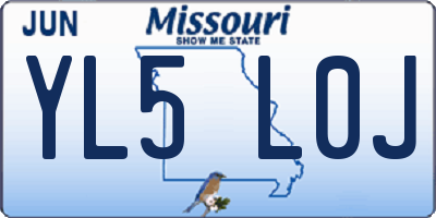 MO license plate YL5L0J