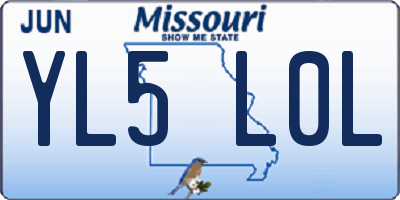 MO license plate YL5L0L