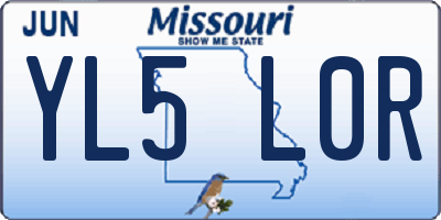 MO license plate YL5L0R