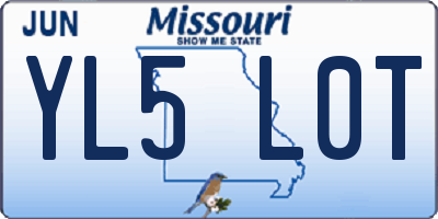 MO license plate YL5L0T