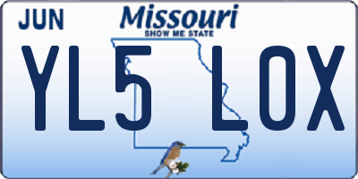 MO license plate YL5L0X