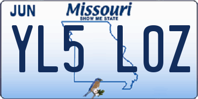 MO license plate YL5L0Z