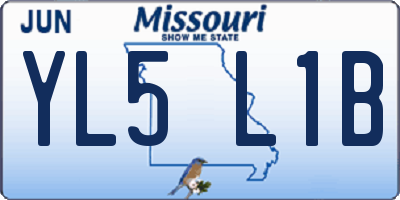 MO license plate YL5L1B