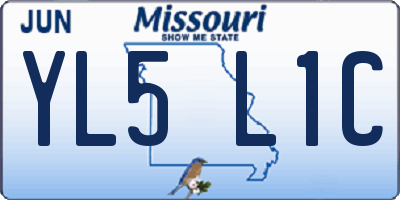 MO license plate YL5L1C