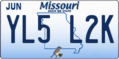 MO license plate YL5L2K