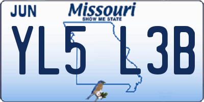 MO license plate YL5L3B
