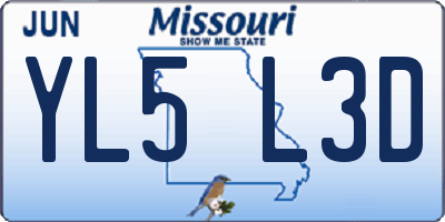MO license plate YL5L3D