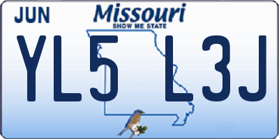MO license plate YL5L3J