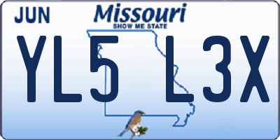 MO license plate YL5L3X
