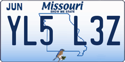 MO license plate YL5L3Z