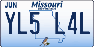 MO license plate YL5L4L