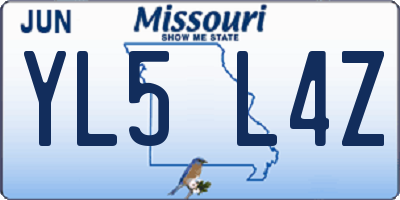 MO license plate YL5L4Z
