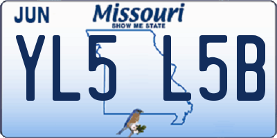 MO license plate YL5L5B
