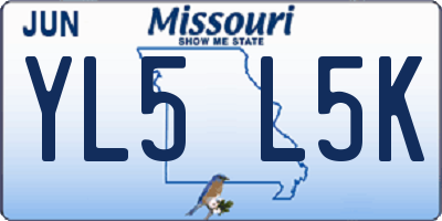 MO license plate YL5L5K