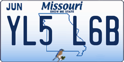 MO license plate YL5L6B