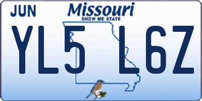 MO license plate YL5L6Z