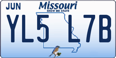 MO license plate YL5L7B