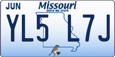 MO license plate YL5L7J