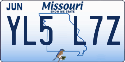 MO license plate YL5L7Z