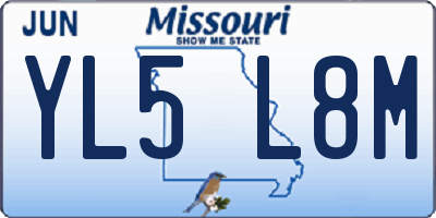 MO license plate YL5L8M